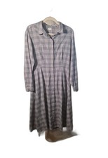 UNIQLO Women's Plaid Shirt Dress L Gray Long Sleeve Collared 