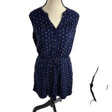 Gap Womens Dress Sleeveless Print Drawstring Waist Navy Casual Size M