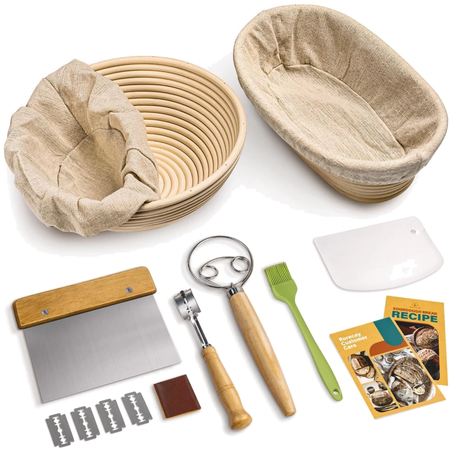 Oval & Round Bread Banneton Proofing Basket Set