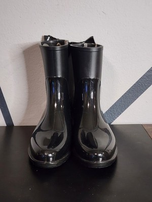 Kate Spade New York Womens Size B Slip On Bow Back Rubber Rain Boots  Black