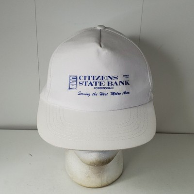 Citizens State Bank Hat Men's White Snapback Baseball Cap Robbinsdale Minnesota
