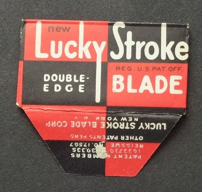 Vintage Razor Blade LUCKY STROKE  Red/Black Lucky Stroke Corp  -  One Blade