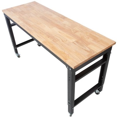 Rolling Workbench 60 Inch Wide Adjustable Height Garage Workshop Tool Bench