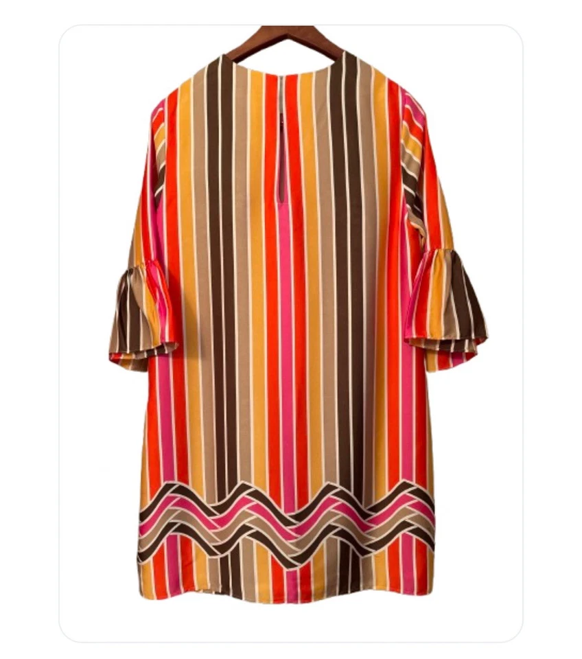 Vestido Trina Turk Multicolor Rayas Mangas 3/4 Largo Forrado Foto 2 de 4