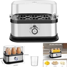 Egg Boiler 350W Compact Egg Cooker Multi-Functional, 6-Eggs Omelet Maker Steamer