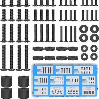 MOUNTUP Universal TV Mounting Hardware Screw Kit with Box - M4 M5 6mm, Black 