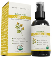Viva Naturals Organic Jojoba Oil - Pure Cold-Pressed for Skin and Hair, USDA Cer