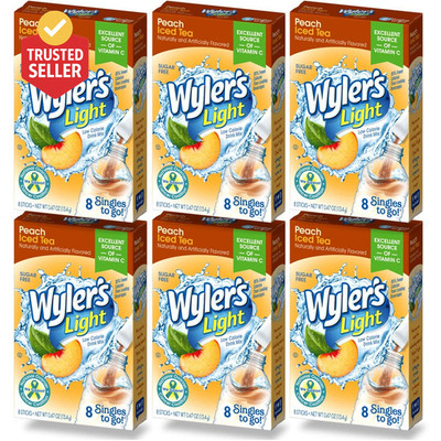Singles to Go (6 Pack), Peach Iced Tea Water Drink Mix, 48 Total Powder Drink Mi