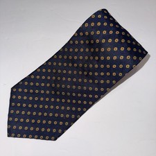 Polo Ralph Lauren REPP Tie Navy Geometric Foulard Abstract Flowers Silk Made USA