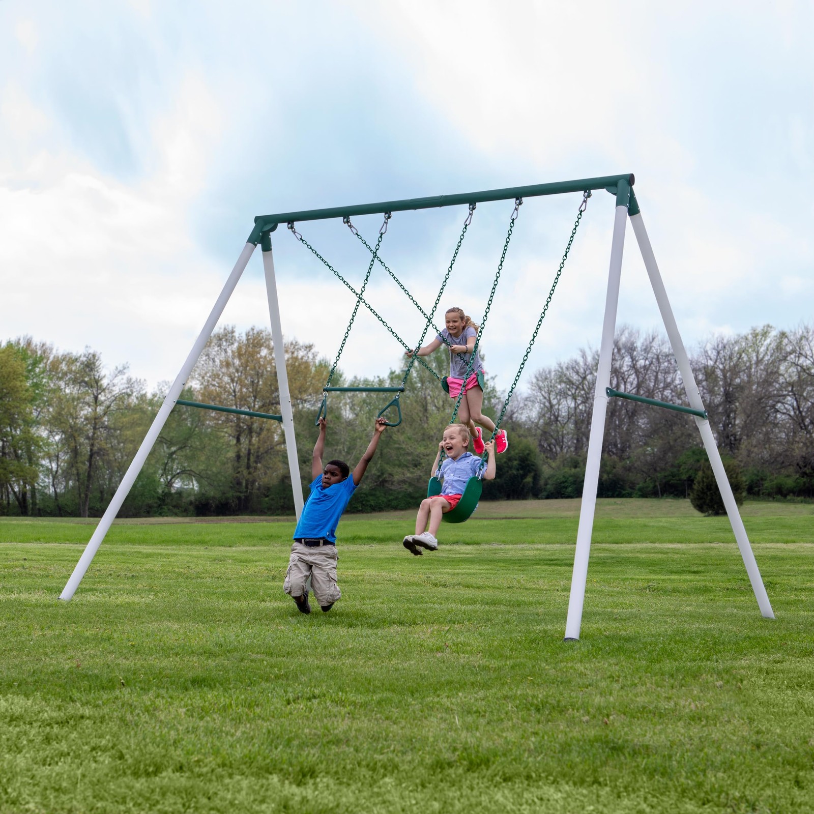 Kit Galvanized Steel Two Belt Swings Trapeze Bar Backyard Discovery