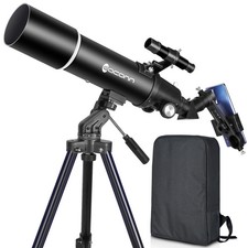 Telescopes for Adults Astronomy, 80mm Aperture 600mm Refractor Black