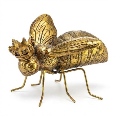 The Bridge Collection Decorative Gold Bee with Crown Figurine - Resin Queen B...