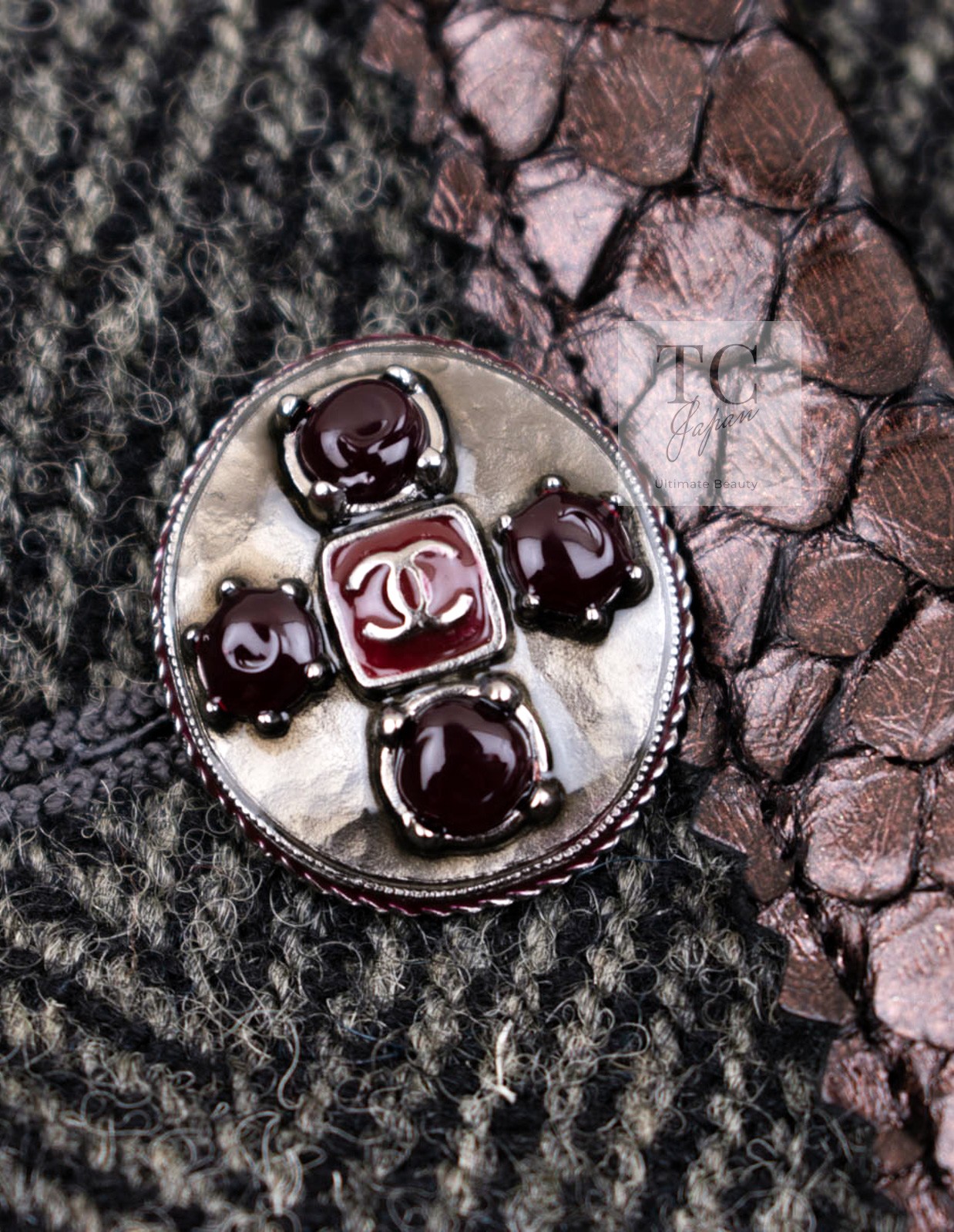 CHANEL 13PF Gray Black Brown Wool Python Trim Jac… - image 9