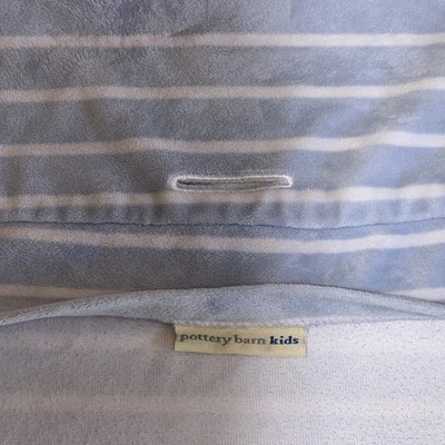 PB Kids PLUSH Powder Blue & White Stripe Changing Pad Cover - MINT condition!
