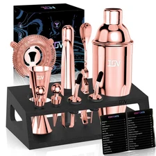 IOV Mixology Bartender Kit 12-Piece Stand Cocktail Shaker Set 24oz Rose Gold