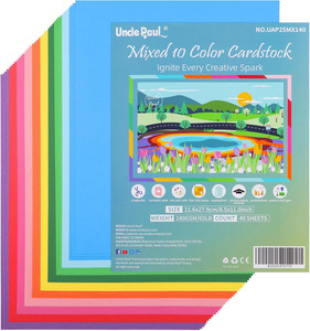 40 Sheets Mixed 10 Colors Cardstock - 8.5'' X 11'' Double-Sided Cover Card Stock