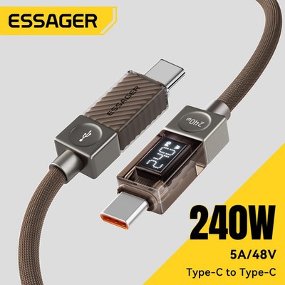 Essager 240W USB C Cable Fast Charging Type-C to C for MacBook Samsung Galaxy