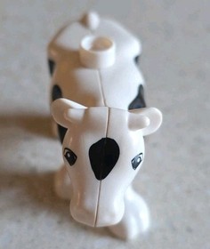 LEGO DUPLO - BLACK AND PINK WHITE COW - LARGE FARM - 5649 - VINTAGE - USED