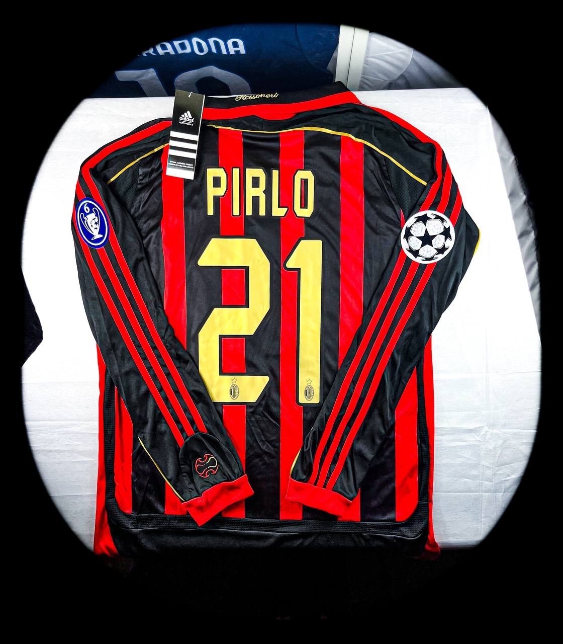 (M) PIRLO 21 AC MILAN 2006/2007 RETRO CHAMPIONS LEAGUE LONG SLEEVE NEW HOME KIT