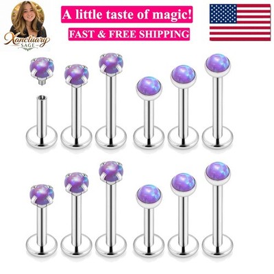 16G Internal Thread Flat Back Earrings Nose Studs 316L Surgical Steel Medusa ...