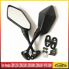 For Honda CBR125R CBR250R CBR300R CBR650F VFR1200F Rear View Side Mirrors Black