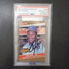 Donruss 1986 Highlights Bo Jackson #43 Rookie Autographed PSA 10 Royals