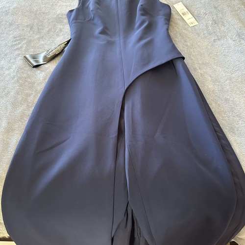 NWT Kay Unger Dress Jumpsuit Midnight Davina Crepe Walk Thru Sleeveless Stretch - Picture 12 of 13