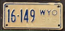 1975 WYOMING MOTORCYCLE LICENSE PLATE TAG   16 149   CTY 16 #149