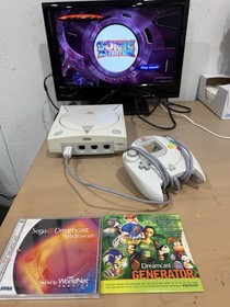Tested! Sega Dreamcast HKT-3020 White. Game Console w/ Controller Wires Demo Cd