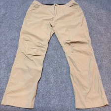 Swiss Tech Pants Mens 38 Sand Khaki Cotton Blend Flat Front Mid Rise Five Pocket