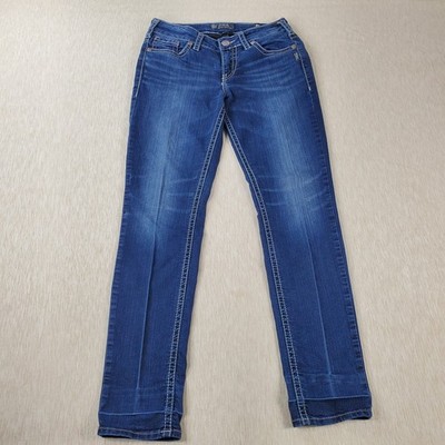 Silver Suki Super Stretch Mid Skinny Blue Jeans Women's 30/31 Denim