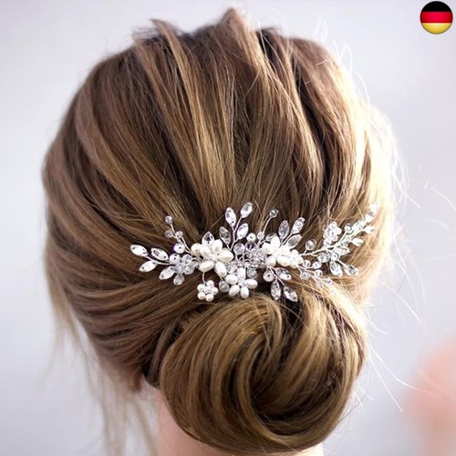 Unicra Braut Hochzeit Haarkamm Silber Braut Haarschmuck Perle Kristall Hochzeit - Bild 7 von 7