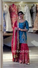 Designer Heavy Chinon Silk Blue Top Palazzo With Dupatta For Function Wear