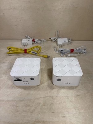 Netgear Orbi Mesh Router & Satellite RBR10 And RBS10 Lot Of 2 w/ PSU & ETH Cords