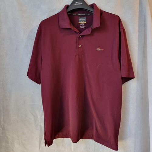 Greg Norman Large Mens PlayDry Golf Short Sleeve Polo Shirt Sports Top Dark Red - Picture 1 of 4