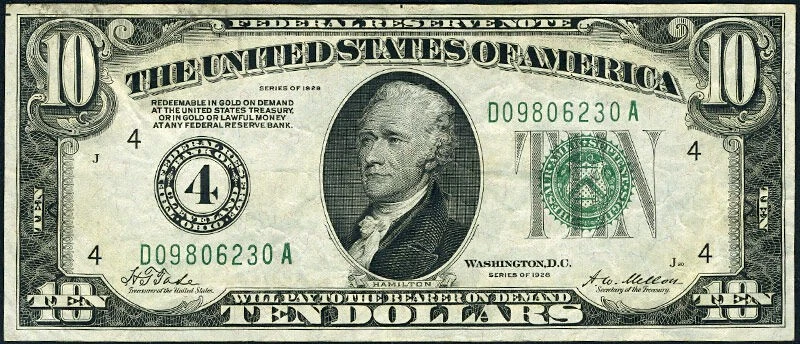 FR. 2000 D $10 1928 Federal Reserve Note Cleveland D-A Block VF+ - Image 2 of 3