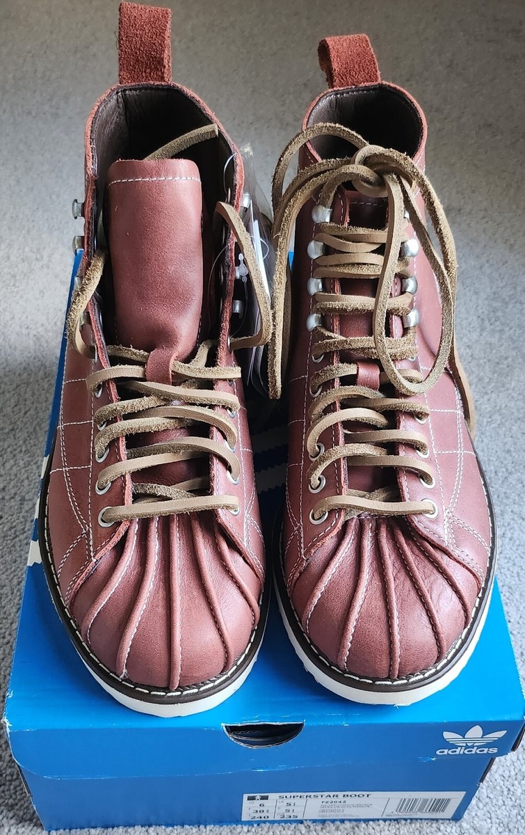 ADIDAS Unisex Brown Leather Superstar Boots/Sneakers Wild Sepia