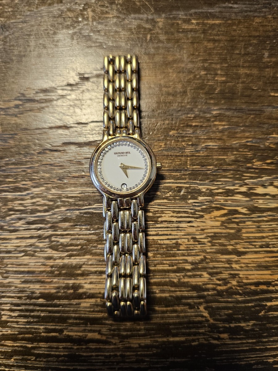 時計 RAYMOND WEIL 18K GOLD ELECTRO PLATED Women's Raymond Weil 9946 18K GEP Crystal Dial Date Watch | eBay