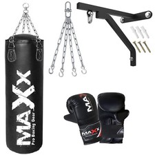 Punch Bag Boxing6PCS  Set BLACK 3ft 4ft 5ft Heavy Filled Punchbag Gloves Bracket