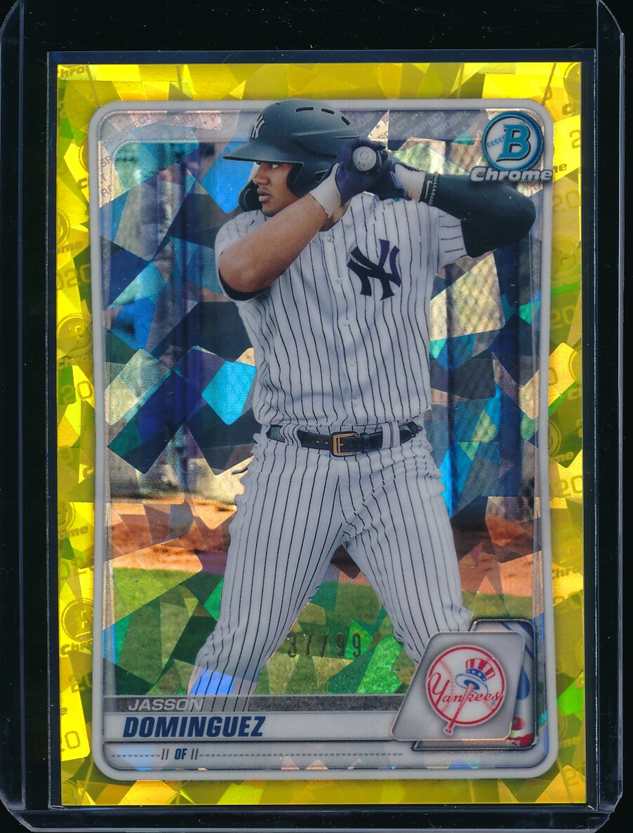JASSON DOMINGUEZ 2020 Bowman Chrome Draft SAPPHIRE YELLOW REFRACTOR #/99 RC