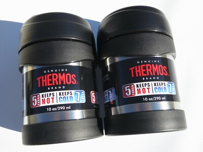 New!  Lot of 2 Genuine Thermos 10oz Stainless Steel Food/Drink Jar