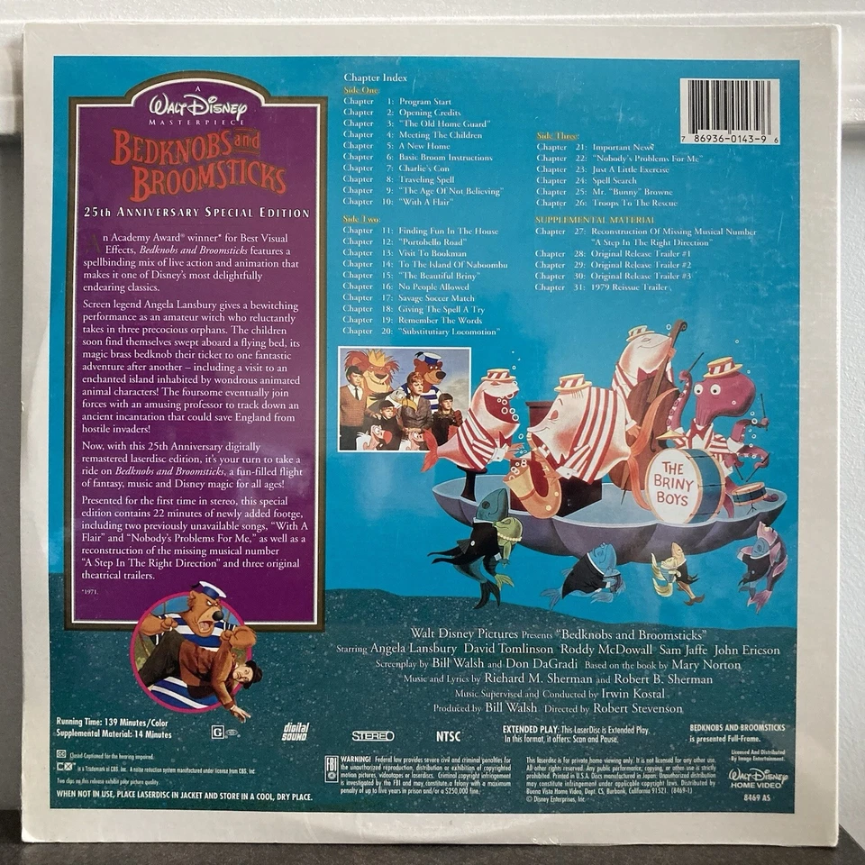 WALT DISNEY BEDKNOBS AND BROOMSTICKS 25TH ANNIVERSARY SPECIAL LASERDISC SEALED🆕 - Image 2 of 2