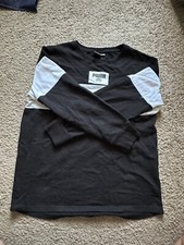 PUMA BLACK  WHITE CREWNECK SWEATSHIRT Youth Boys XL X-Large Size 18-20. NWT