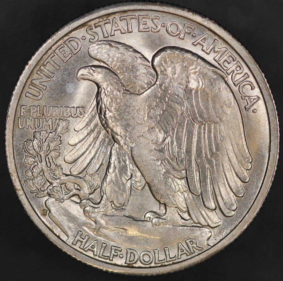 1943 S Walking Liberty Half Dollar-TONED-LOT AA- 6688 | eBay