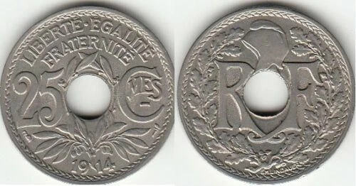 Pièces de monnaie françaises de 25 centimes sur Marianne