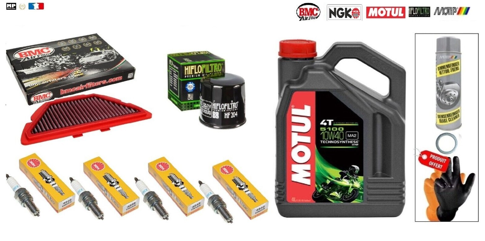 Kit entretien YAMAHA YZF-R1 2007-2008 avec huile MOTUL 5100 10w40 4L
