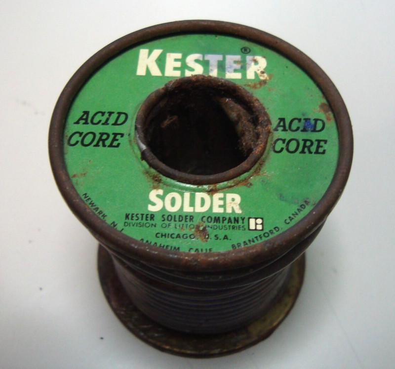 Vintage KESTER, Acid Core, Wire Solder, Nearly Full Spool (1081Cc)