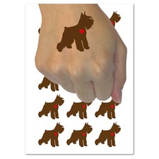 Miniature Schnauzer Dog with Heart Temporary Tattoo Water Resistant Body Art Set