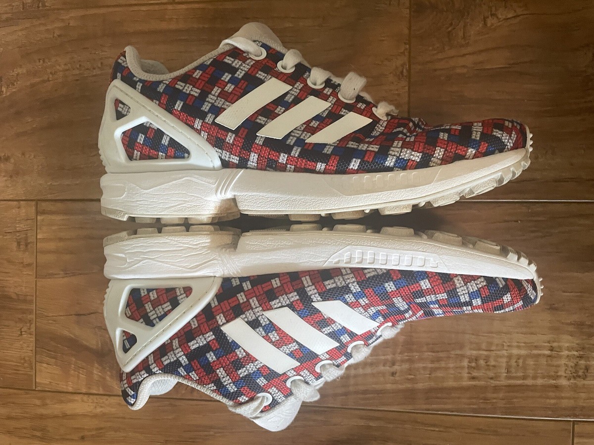 Adidas ZX Flux Torsion Size 4 Red Blue Athletic Sneakers Trainers