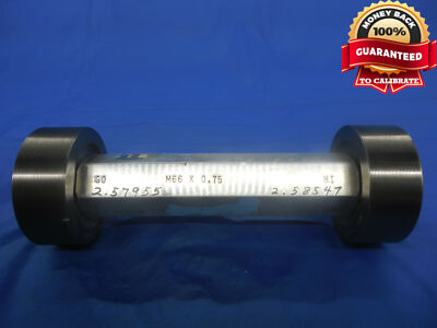 M66 X .75 THREAD PLUG GAGE 66.0 0.75 GO NO GO P.D.'S = 65.5129 & 65. ...